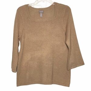 NWT - CHICO's Size 0 - Long Sleeve Pullover Camel Tan Tunic Sweater - Size Small